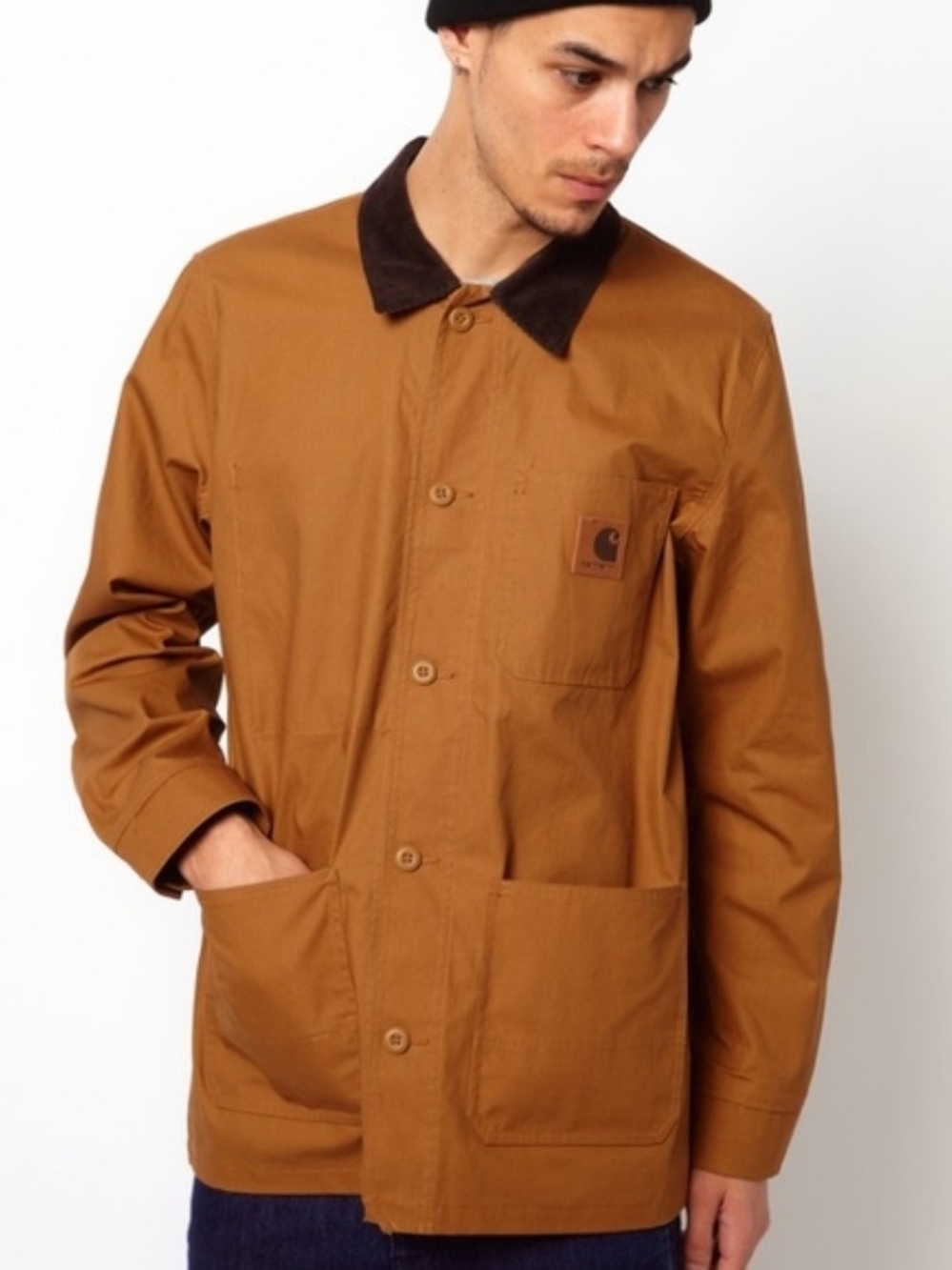 Carhartt Brown Duck Work Jacket with Dark Collar
